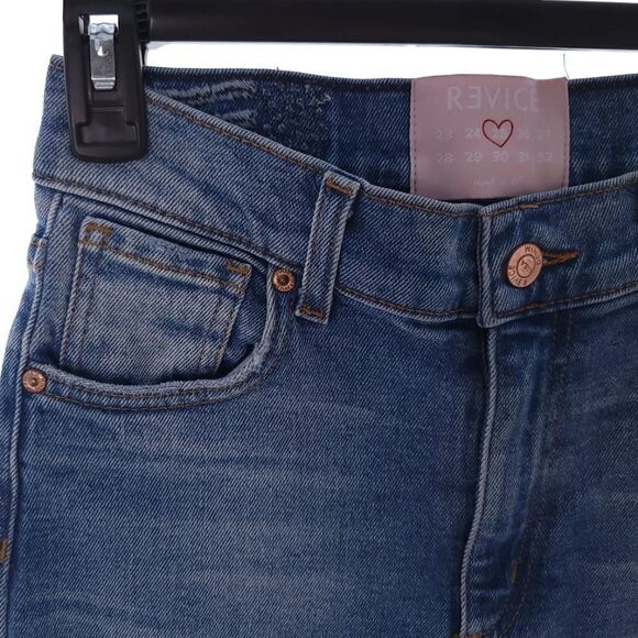 Revice Womens Size 25 Blue Distressed High Rise Raw Hem Denim Jeans - Picture 4 of 12